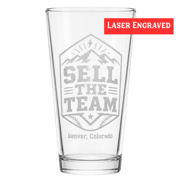 Colorado Baseball SELL THE TEAM Laser Engraved 16 Oz Pint Glass