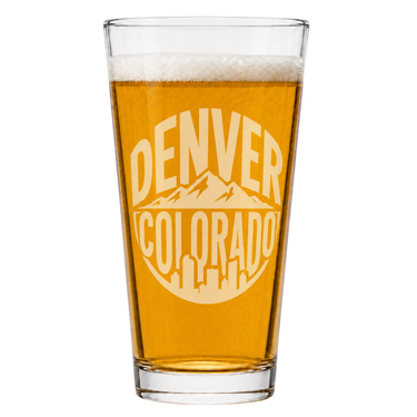 Denver Colorado Skyline Laser Engraved 16 Oz Pint Glass