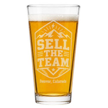 Colorado Baseball SELL THE TEAM Laser Engraved 16 Oz Pint Glass