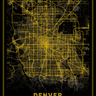 Denver City Map Poster - Black & Yellow - Denver Apparel Company