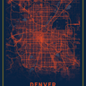 Denver City Map Poster - Blue & Orange - Denver Apparel Company